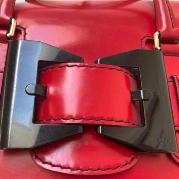 Gucci Red Coated Canvas and Leather Large Dialux Queen Bow Tote Bag - Picture 2 of 15